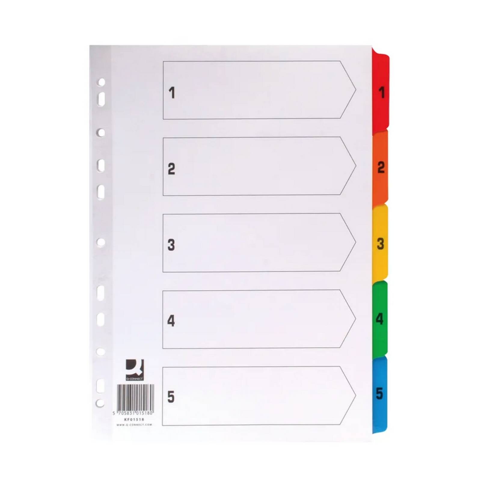 Q-Connect  1-5 Index Multi-punched Reinforced Board -  - Image 3