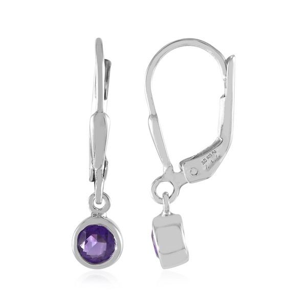 Cavill Ohrringe Damen Amethyst 0,42Ct 925 Sterling Silber Platin Rund-image