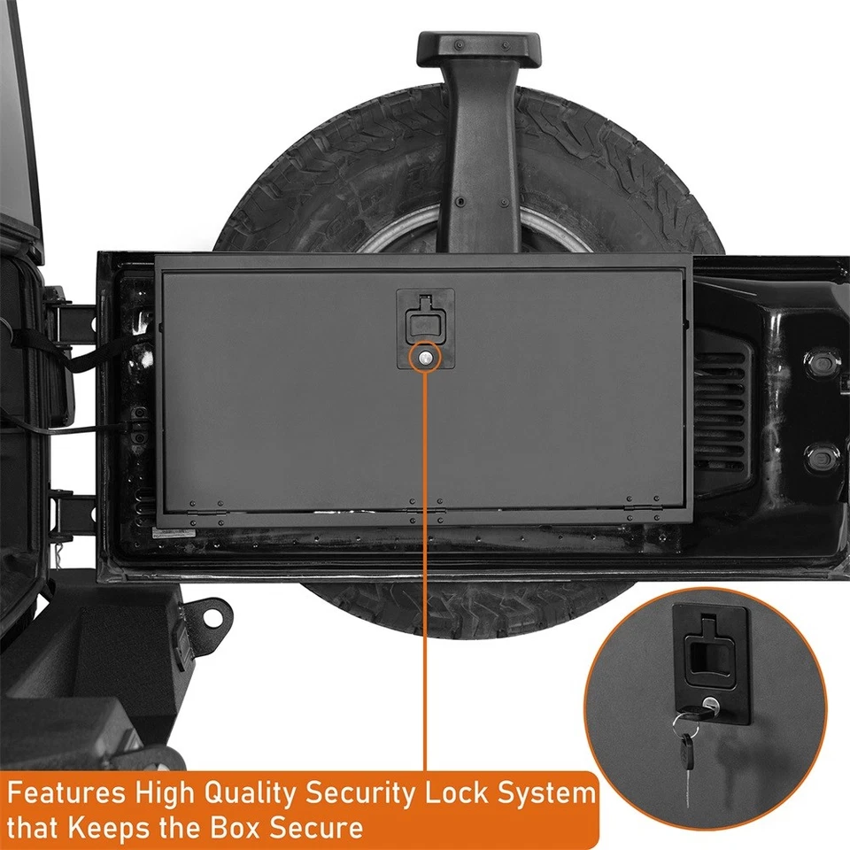 Hooke Road Tailgate Mounted Table Storage Box Steel Fit 15-18 Jeep Wrangler JK - Image 3 of 4
