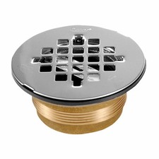 No-Caulk Shower Drain With Steel Strainer Cover, Brass - 42150