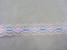 Flat White Galloon Lace with Blue Insertion 20 mts  PWEY3 