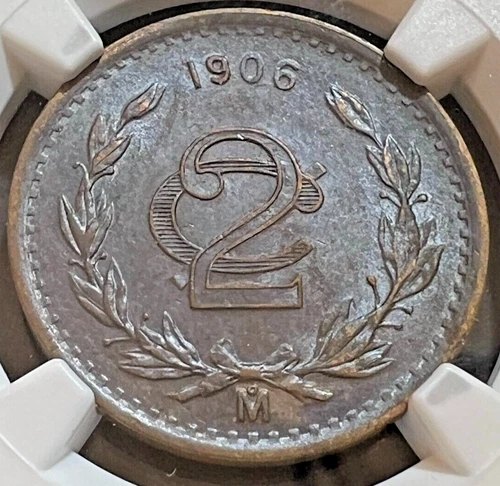 1906 Mo MEXICO TWO CENTAVOS NGC AU58 BN 2C