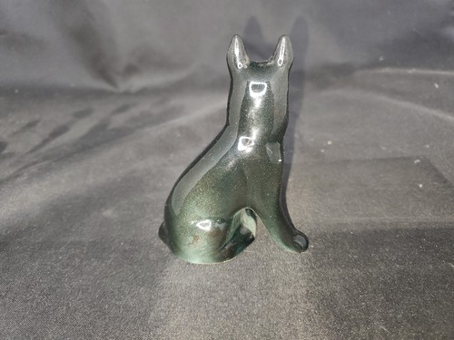 Vintage Art Pottery Black German Shepherd Dog Small Figurine-GOOD CONDITION 3.5" - Imagen 3 de 6