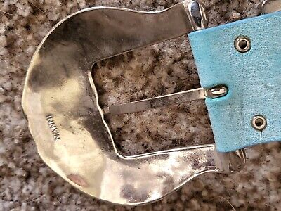 Vintage NANNI Made in Italy Turquoise Leather Conchos Silver Vintage NANNI Made in Italy Turquoise Leather Conchos Silver