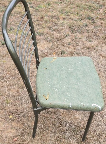 Vintage Cosco Mid Century 1950s Gate Fold Folding Chair Gray / Forest Green - Picture 7 of 15