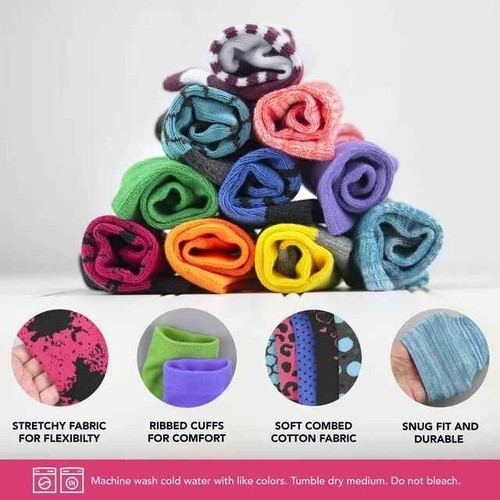 Womens Low-Cut Ankle Socks No-Show Colorful Pattern Fun Socks – 12 Pair, 9-11 - Picture 3 of 3