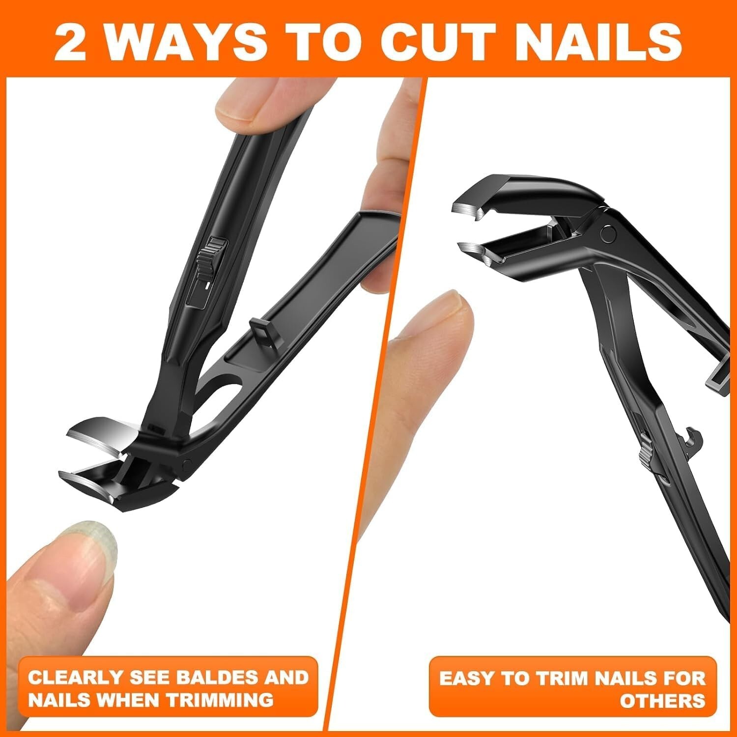 Toenail Clippers for Thick Nails for Seniors, Angled Head Long Handled Toe Na...