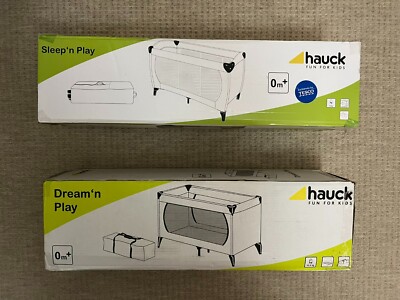 Hauck Dream, Sleep n Play 2in1 Travel Cot, Play Pen Blue Green Black Bag  Rare UK