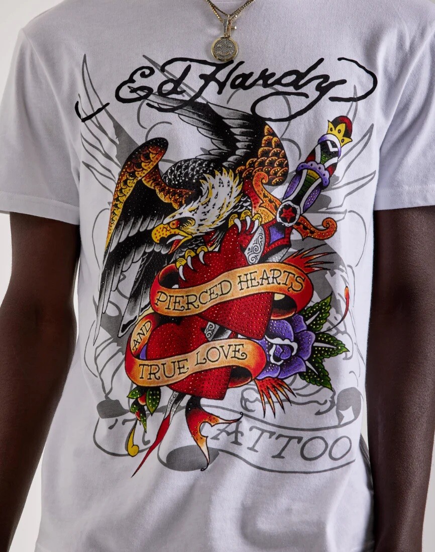 Ed Hardy EAGLE Tシャツ Ed Hardy Pierced Eagle Rhinestone Tee – DTLR