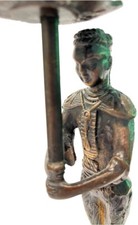 Vintage Cast Bronze Siamese Soldier Candle Holder, 11 1/2 “ Tall