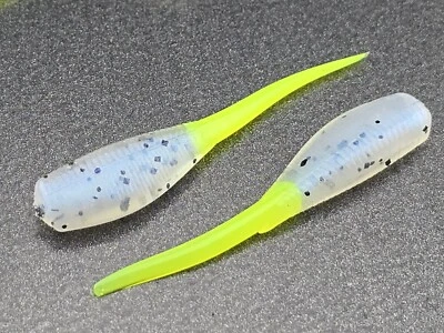 HOOKED BAITS (24) 2" Slab Hunter Monkey Milk/Chart GRUBS BAIT JIGS CRAPPIE PANFISH STINGER