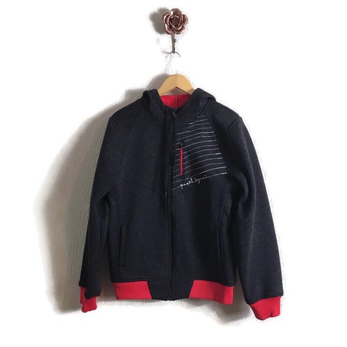Pearl Izumi Small Red Black White Full Zip Thermal Hoodie Jacket Men Wool Blend