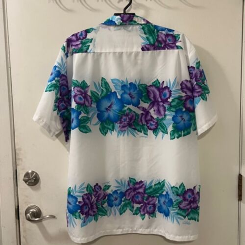 VTG Jade Fashions Mens White Green Floral Polyester Hawaiian Shirt Size 2XL - Picture 4 of 11