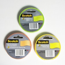 Scotch Expressions Masking Tape 0.94 Inch x 20 Yards Green Orange Yellow Lot