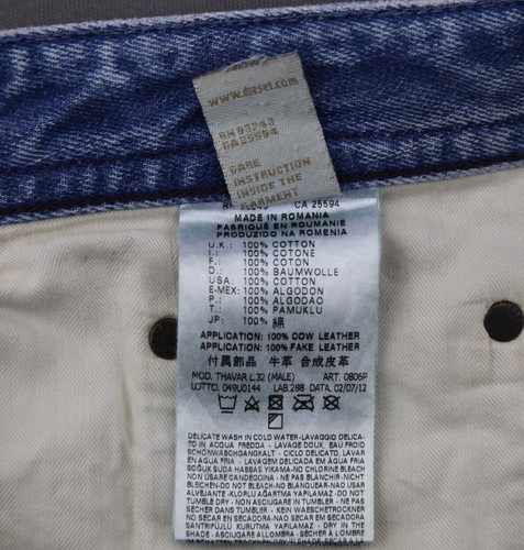 Pantalones de mezclilla ajustados de algodón Diesel Industries Thaver para hombre talla 32x32 (Sr 34x33) - Imagen 8 de 13