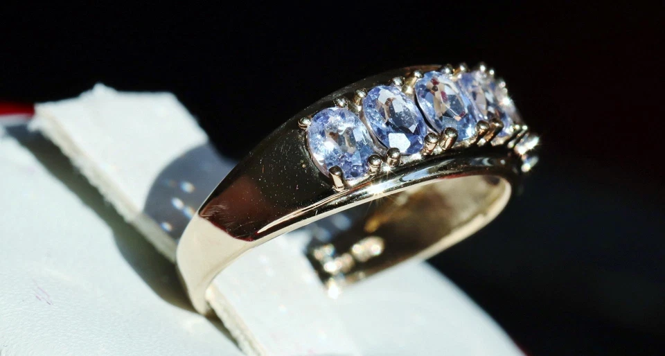 Anillo Oro Amarillo 10k 1.00ct Tanzanita Tratada Natural Talla 6 Banda 2.15gr N3511 Foto 3 de 4