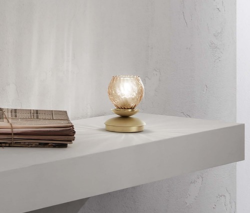 Lampe De Chevet Lumetto Sphère Verre Blanc Soufflé - Moderne, 220V, Blanc
