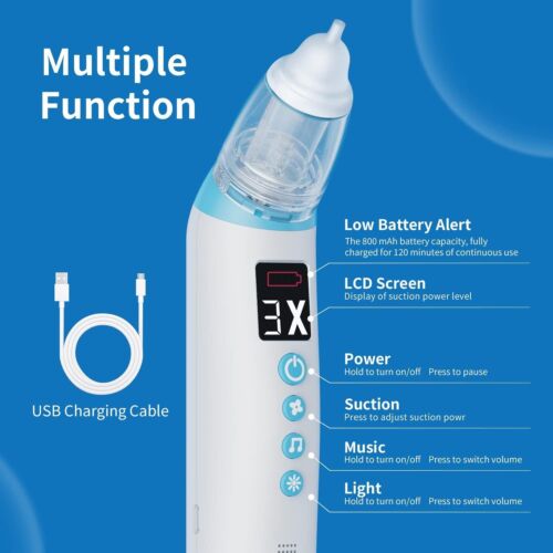 Electric Baby Nasal Aspirator, Rechargeable Nose Sucker for Baby, Adjustable 3 L - Picture 5 of 6