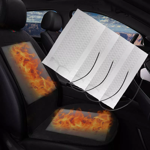 Universal 12V Carbon Fiber Car Seat Heated Cushion Heater Pad Round Switch Kit - Picture 4 of 19