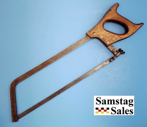 Vintage Dunlap USA Wood Handle Bone Saw Butchers Meat Saw 17" Blade