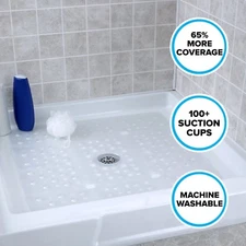 65% MORE COVERAGE! SlipX Solutions White Pearl Extra Large Shower Mat (27")