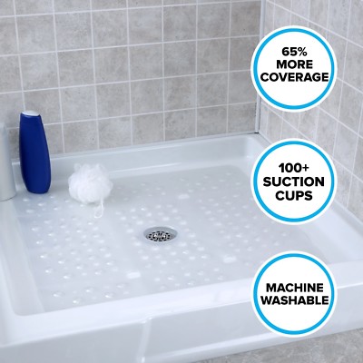 65% MORE COVERAGE! SlipX Solutions White Pearl Extra Large Shower Mat (27'')