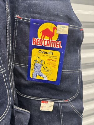 Vintage NWT 50s 60s Red Camel Dark Wash Sanforized overalls denim