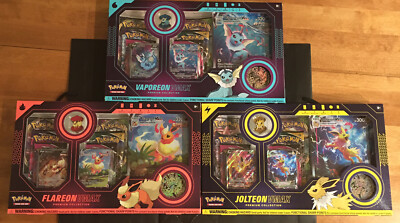 🔥 Pokemon Vaporeon Jolteon Flareon VMAX Premium Collection Box