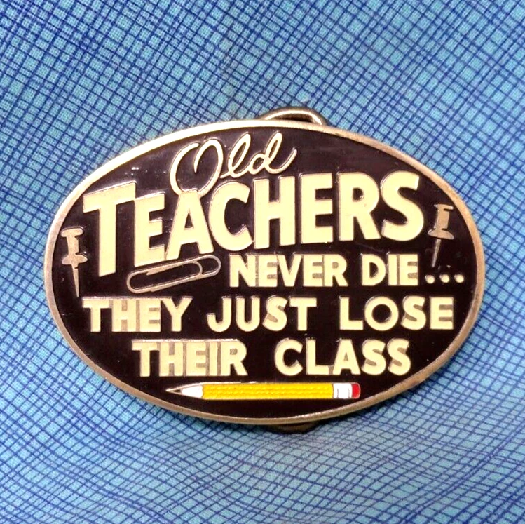 Hebilla de cinturón de vestir para maestros pierden su clase latón esmaltado de colección años 80 TGABC .NOX473 Foto 2 de 4