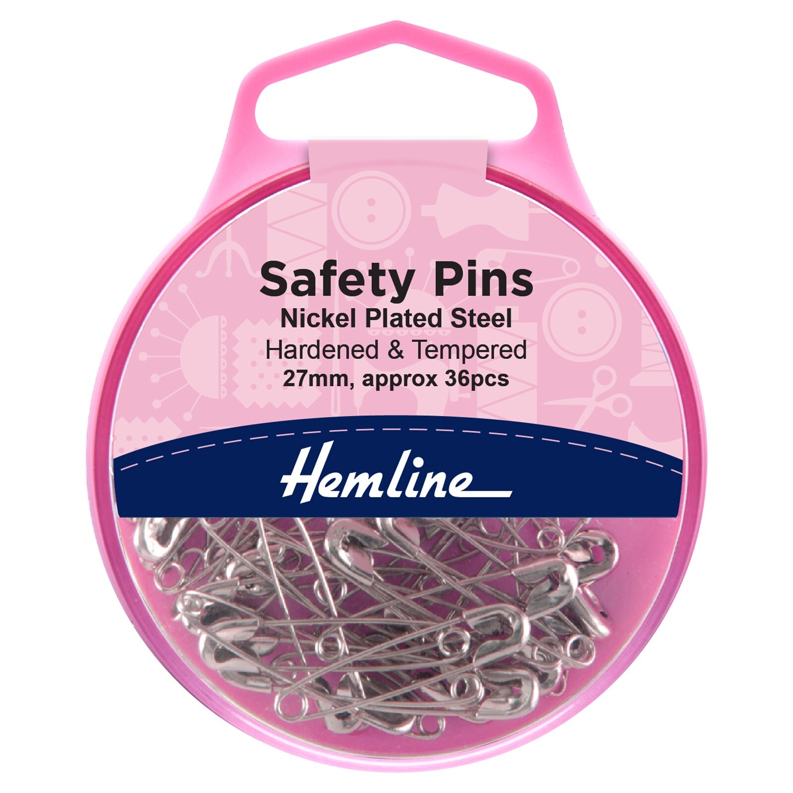 Nickel Safety Pins, 27mm x 36, Hemline, H410 0