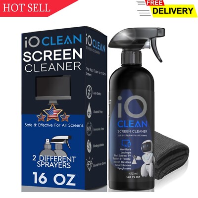 Screen Cleaner Spray (16oz)   Best Large Cleaning Kit for LCD LED OLED TV, Sma..