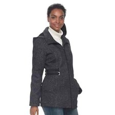 Intl. D.e.t.a.i.l.s Grey Tweed Hooded Side Tab Jacket Size Large Petite