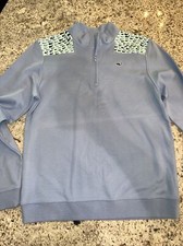 NWOT Vineyard Vines Girl  s Shep Shirt 1/4 Zip Size Large 14 Blue Teal Whales 