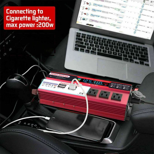 5000W Car Power Inverter DC 12V To AC 110V Pure Sine Wave Solar Converter 4 USB - Picture 9 of 11
