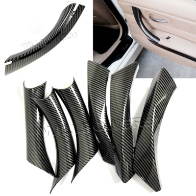 LHD Carbon Fiber Print Inner Door Handle Bar Cover Fits 06-11 E90 E91 335i M3