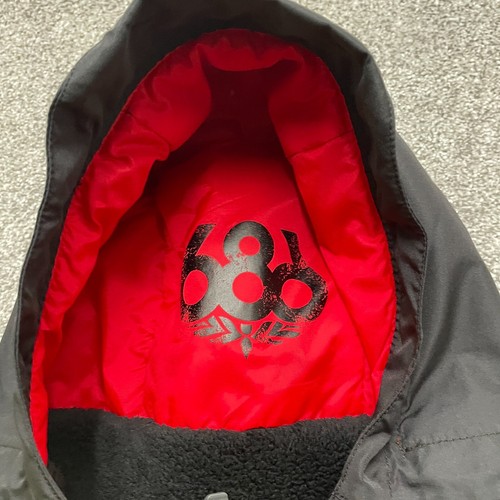 686 Jacket Youth Large Black Yellow Snaggle Tooth Full Zip Hooded Snow Boys READ - Picture 4 of 15