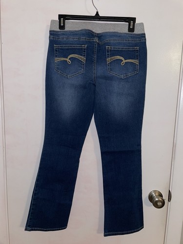 MINT Justice Jeans Girl's Size 12 1/2 Simply Low Bootcut Blue Ribbed Knit Waist - Picture 3 of 4