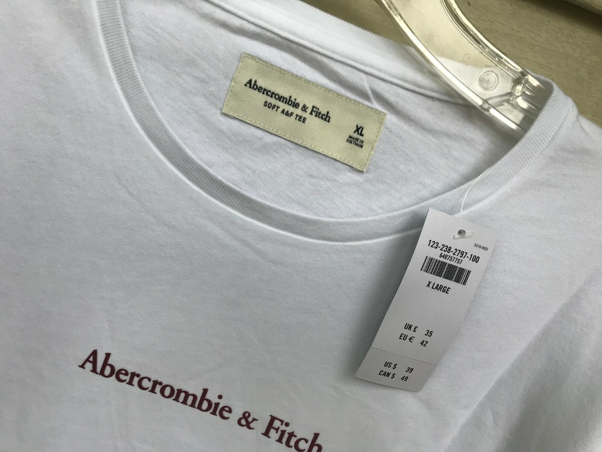 $39 abercrombie fitch softAF Logo Graphic Tee WHITE W/ BURGUNDY SZ