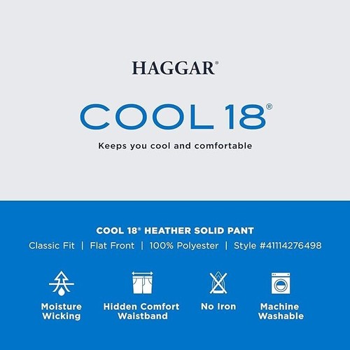 Haggar Men's Cool 18 Flat Front Pant 32 waist 32 length heather gray New B576 - Picture 4 of 4