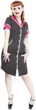 130114 Black & White Polka Dot Peggy Sue Dress Sourpuss Rockabilly Medium M 