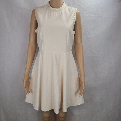 Honey Punch (L) Ivory Faux Leather w/Braided Trim Sleeveless Fit & Flare Dress | eBay Honey Punch (L) Ivory Faux Leather w/Braided Trim Sleeveless Fit & Flare Dress | eBay