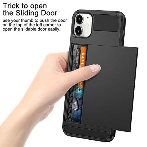 Case for iPhone 11 Case Wallet Credit Card Holder ID Slot Sliding Door Black - Picture 4 of 7