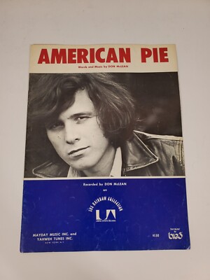 American Pie By Don McLean 1972 Sheet Music Mayday & Yahweh Tunes Inc