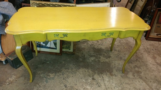 Vintage Writing Desk Table With Drawer Solid Wood Painted