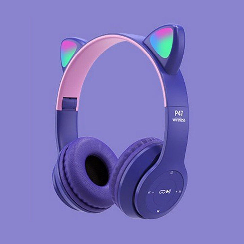 Gaming Headset Cat Ear OverEar Headsets Stereo Bass for PC Phone