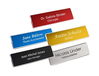 Profil-Metall-Namensschild mit Magnet oder Nadel incl. Gravur Aluminium NEU
