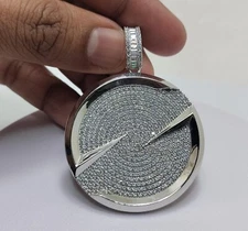 Lab-Created Diamond 2.50CT Round Cluster Medallion Pendant 14K White Gold Plated