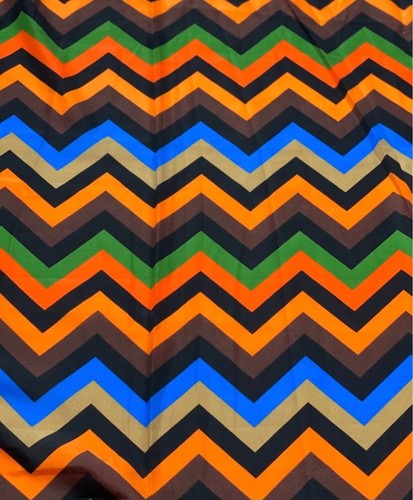 Multicolor Chevron Print Poly Print Satin Polyester Fabric - By the Yard - Picture 1 of 5