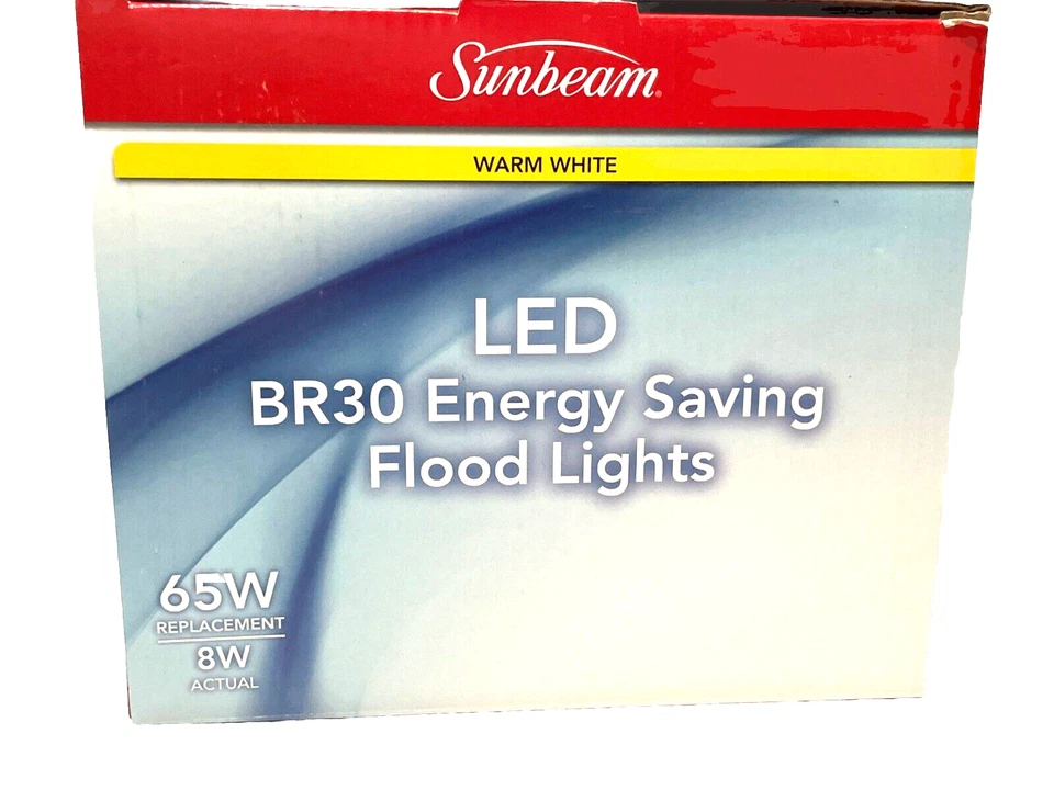8 Pack (2X4PK) Sunbeam Dimmable LED Flood Light Bulbs BR30 8W Warm White - Image 3 of 4