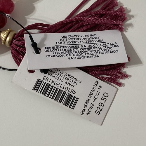 Chicos Gold Tone Purple Tassle Bead Bracelet Bohemian Boho Stretch - Picture 7 of 7